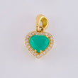Dije Corazon Tupido Esmeralda 1,34 Qts Diamante 18Pts 3 g / 3/4 in Oro Amarillo 18K