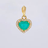 Dije Corazon Tupido Esmeralda 1,34 Qts Diamante 18Pts 3 g / 3/4 in Oro Amarillo 18K