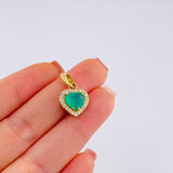 Dije Corazon Tupido Esmeralda 1,34 Qts Diamante 18Pts 3 g / 3/4 in Oro Amarillo 18K