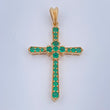 Pendant Cross Flower Emerald 3.05gr / 1.5in / 18K Gold +