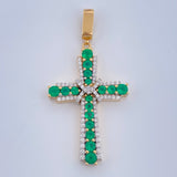Pendant Cross Penitence Emerald 9gr / 1 3/4 in / Two Tone Yellow White 18K +