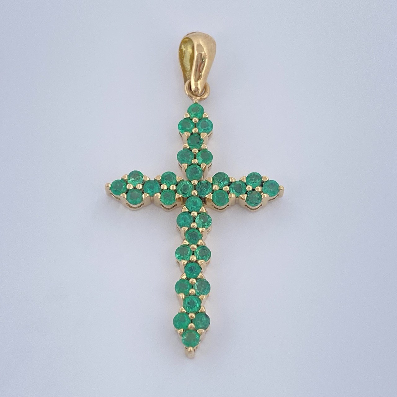 Pendant Cross Emerald Points 2.35gr / 1 1/4 in / 18K Gold +