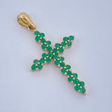 Pendant Cross Emerald Points 2.35gr / 1 1/4 in / 18K Gold +