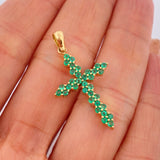 Pendant Cross Emerald Points 2.35gr / 1 1/4 in / 18K Gold +