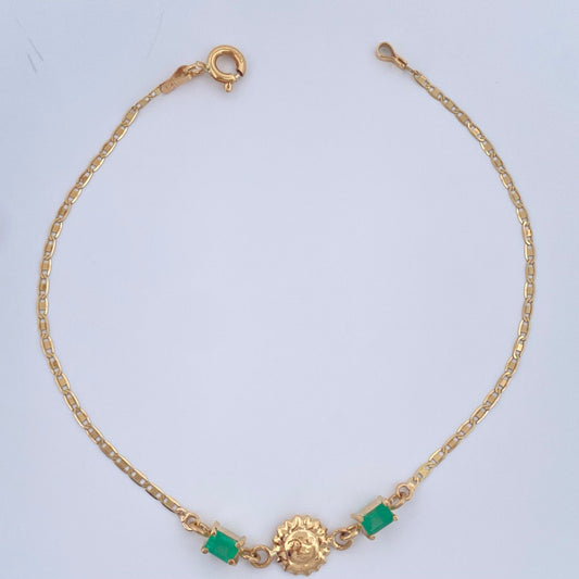 Pulso Escalera Plana Sol Esmeralda 1.35gr / 7 in / Oro Amarillo 18K %