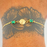 Pulso Escalera Plana Sol Esmeralda 1.35gr / 7 in / Oro Amarillo 18K %