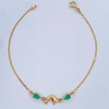 Pulso Escalera Plana Delfin Esmeralda 1.35gr / 7 in / Oro Amarillo 18K %