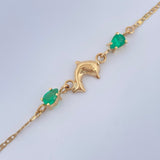 Pulso Escalera Plana Delfin Esmeralda 1.35gr / 7 in / Oro Amarillo 18K %