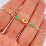 Pulso Escalera Plana Delfin Esmeralda 1.35gr / 7 in / Oro Amarillo 18K %