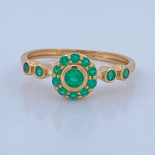 Emerald Circles Ring 2.5gr / Size 7 / 18K Gold +