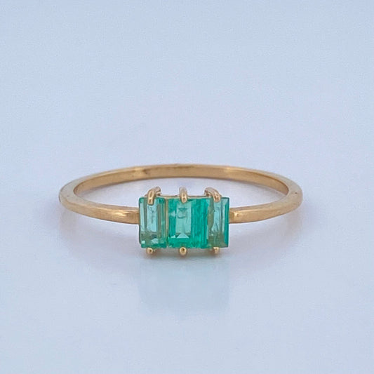 Accordion Emerald Ring 1.05gr / Size 5 1/4 / 18K Gold +