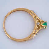 Anillo Solitario Churumbela Esmeralda 1.85gr / T6 3/4 / Dos Oros Amarillo Blanco 18K %