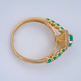 Halo Emerald Ring 3.5gr / Size 7 / Two Tone Yellow White 18K +