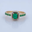 Halo Emerald Ring 3.5gr / Size 7 / Two Tone Yellow White 18K +