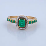 Halo Emerald Ring 3.5gr / Size 7 / Two Tone Yellow White 18K +