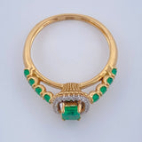 Halo Emerald Ring 3.5gr / Size 7 / Two Tone Yellow White 18K +