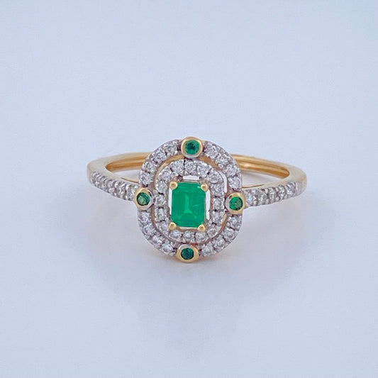 Essence Emerald Ring 2.75gr / Size 6 / Two Tone Yellow White 18K +