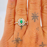 Essence Emerald Ring 2.75gr / Size 6 / Two Tone Yellow White 18K +