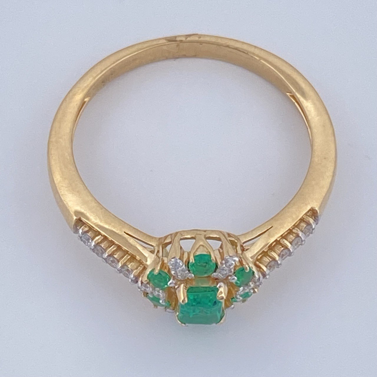 Halo Churumbela Emerald Ring 3.05gr / Size 7 1/4 18K Gold +0$