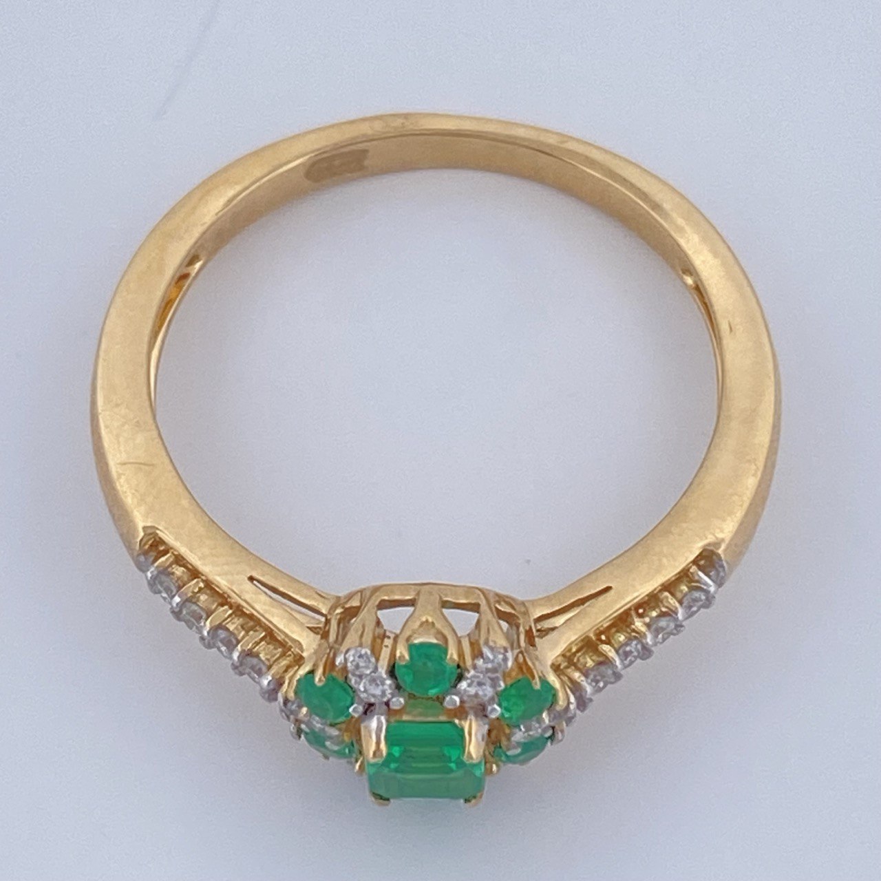 Halo Churumbela Emerald Ring 3.05gr / Size 7 1/4 / Two Tone Yellow White 18K +