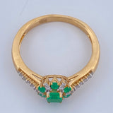 Halo Churumbela Emerald Ring 3.05gr / Size 7 1/4 / Two Tone Yellow White 18K +