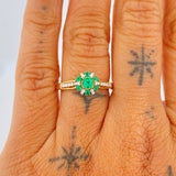 Halo Churumbela Emerald Ring 3.05gr / Size 7 1/4 / Two Tone Yellow White 18K +