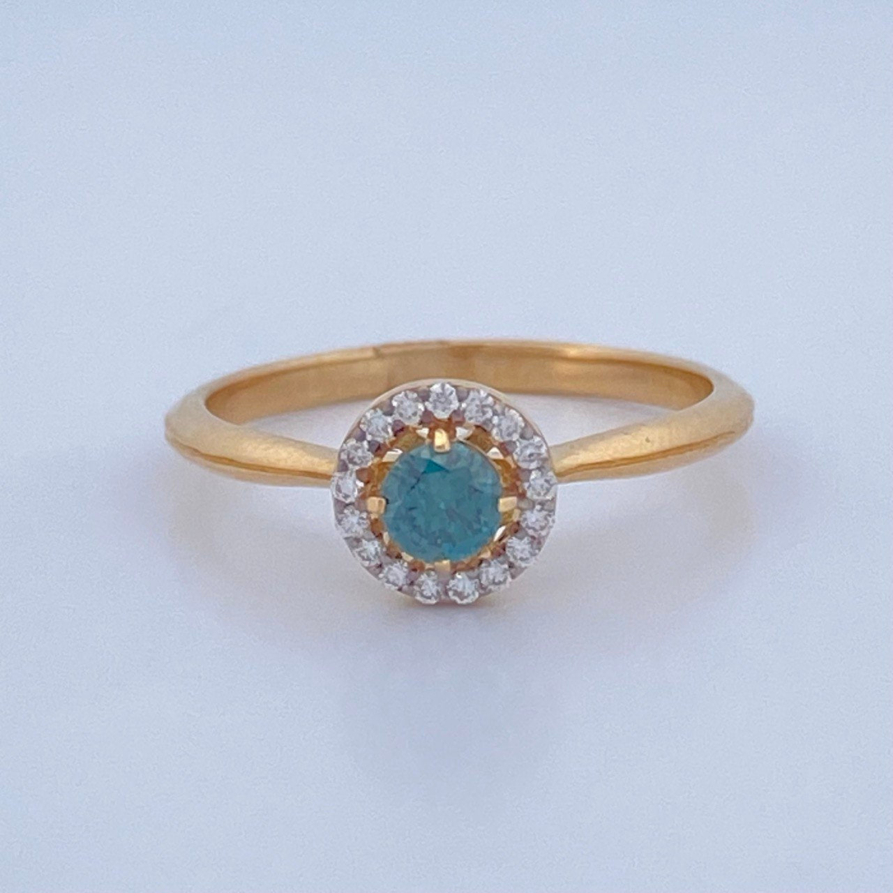 Halo Circle Diamond Ring 2.15g / Size 6 1/4 / Two-Tone Yellow White Gold 18K %