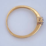 Diamond Flower Ring 1.2gr / T5 1/2 / Two-Tone Yellow White Gold 18K %