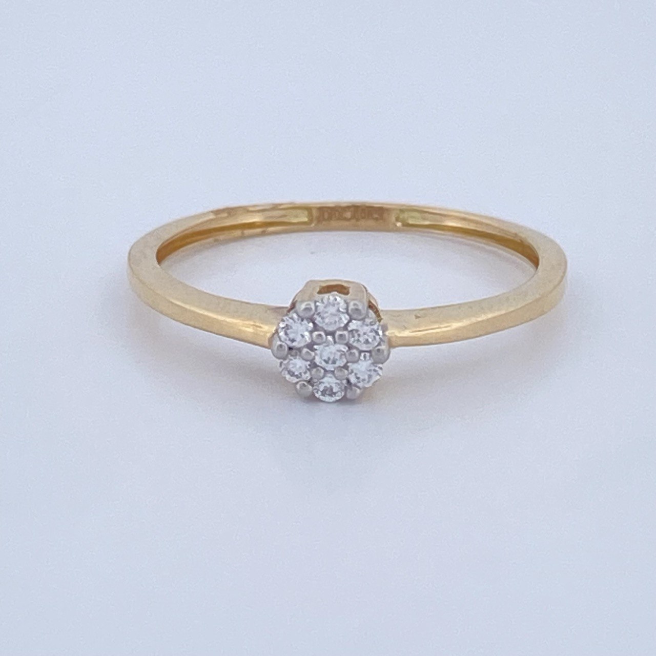 Diamond Flower Ring 1.2gr / T5 1/2 / Two-Tone Yellow White Gold 18K %