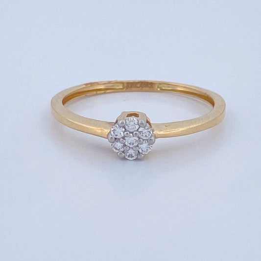 Anillo Flor Diamante 1.2gr / T5 1/2 / Dos Oros Amarillo Blanco 18K %