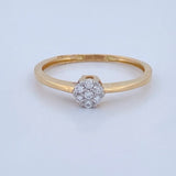 Diamond Flower Ring 1.2gr / T5 1/2 / Two-Tone Yellow White Gold 18K %