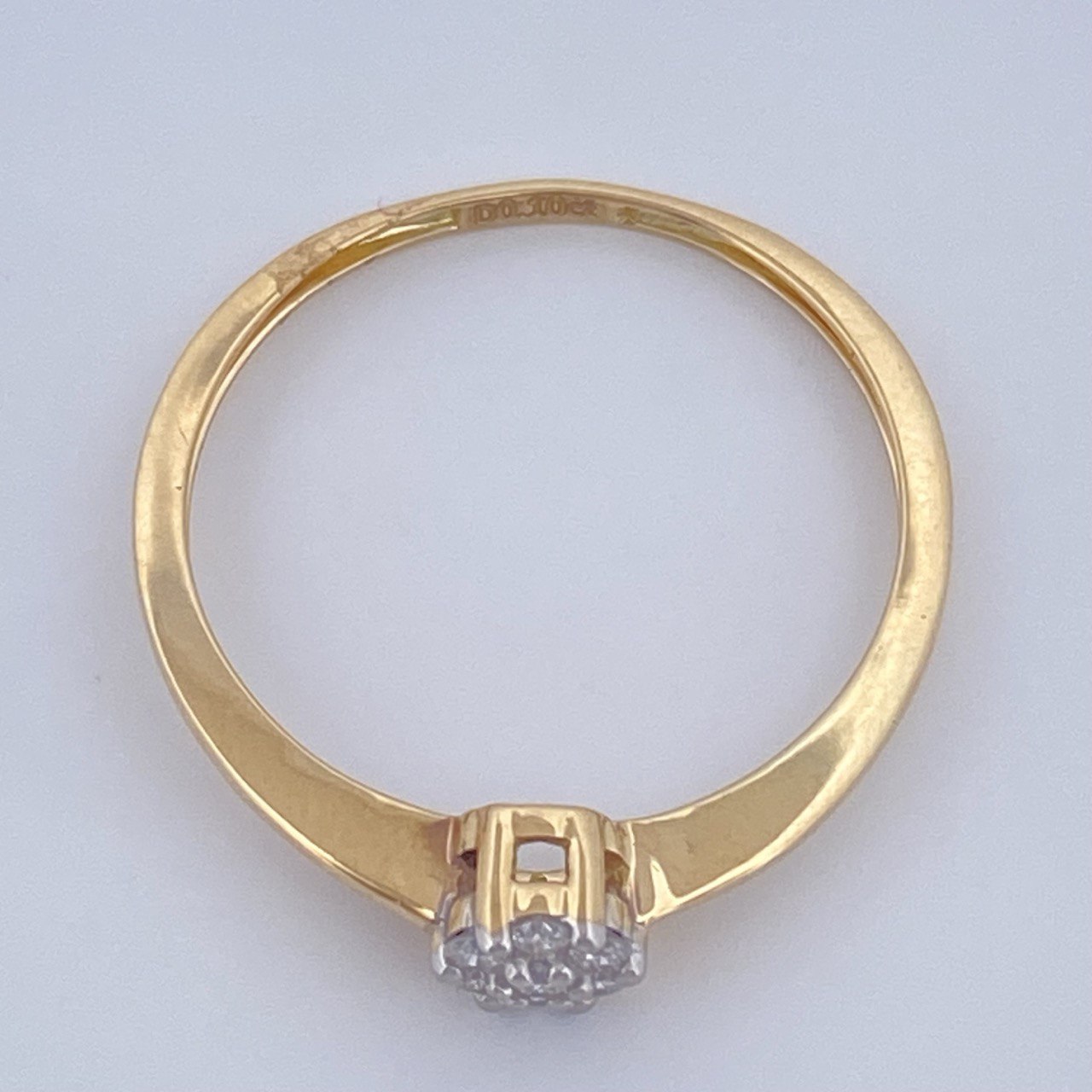 Diamond Flower Ring 1.2gr / T5 1/2 / Two-Tone Yellow White Gold 18K %