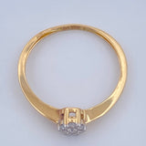 Diamond Flower Ring 1.2gr / T5 1/2 / Two-Tone Yellow White Gold 18K %