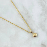 Set Cadena Lazo 1gr / 50cm / 1.2mm + Dije Corazón 0.3gr / 1.5cm Cargador Bordeado 1.3gr Oro Amarillo 18K (Oferta)