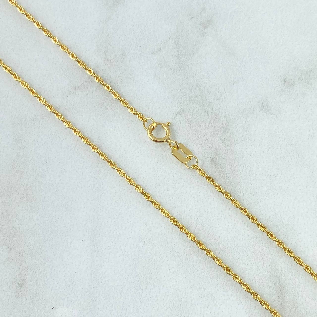 Set Cadena Lazo 1gr / 50cm / 1.2mm + Dije Corazón 0.3gr / 1.5cm Cargador Bordeado 1.3gr Oro Amarillo 18K (Oferta)
