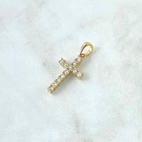 Dije Cruz Tupida 2gr / 2.5cm / Circones Blancos Oro Amarillo 18K