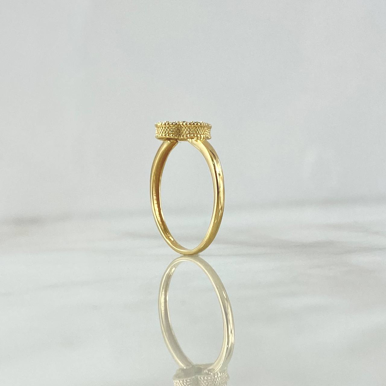 Ring Clover 2.4gr / Size 7 1/4 / Green Zircons 18K Yellow Gold
