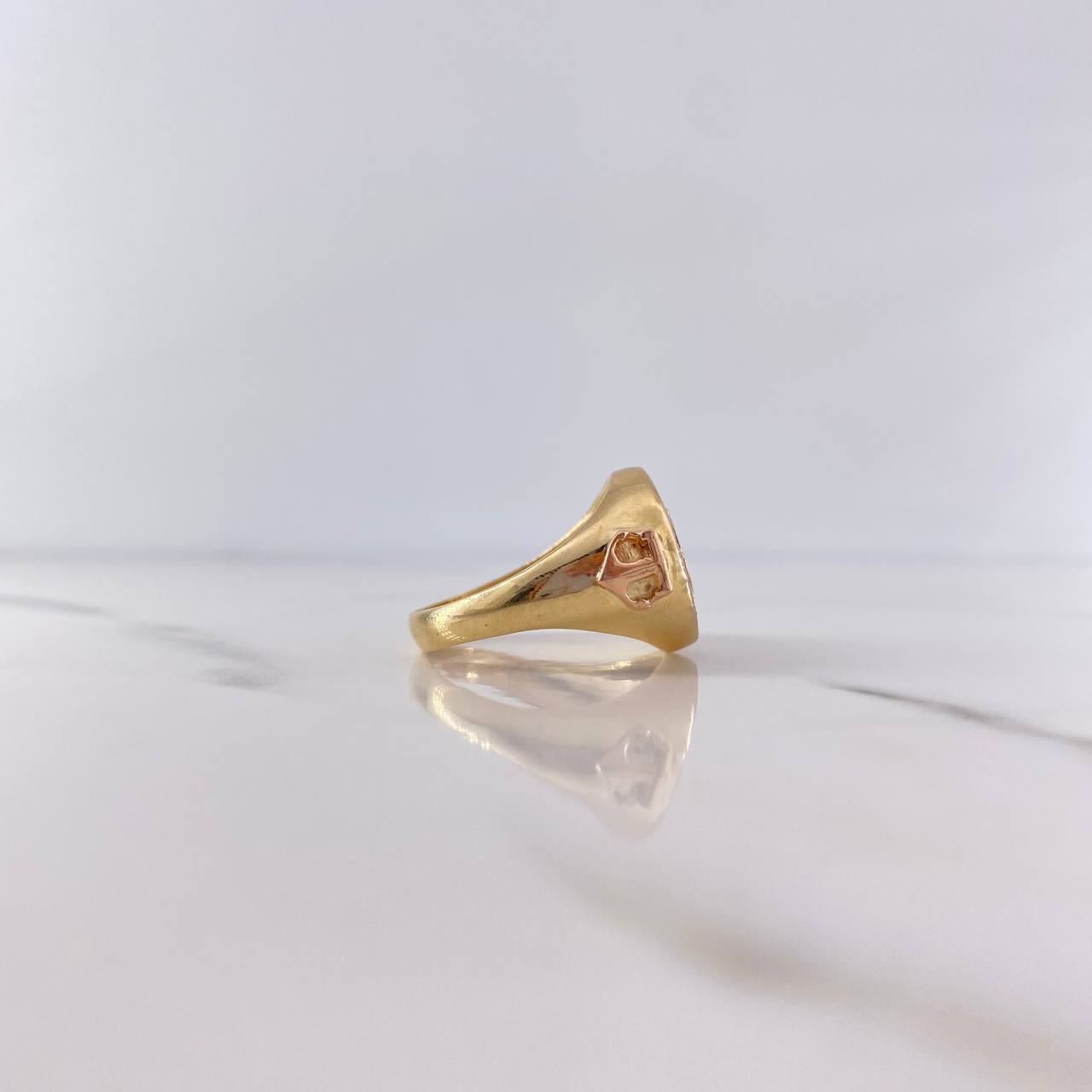 Steering Wheel Ring 10gr / T10 / White Zircons Two-tone Yellow and Rose Gold 18K &