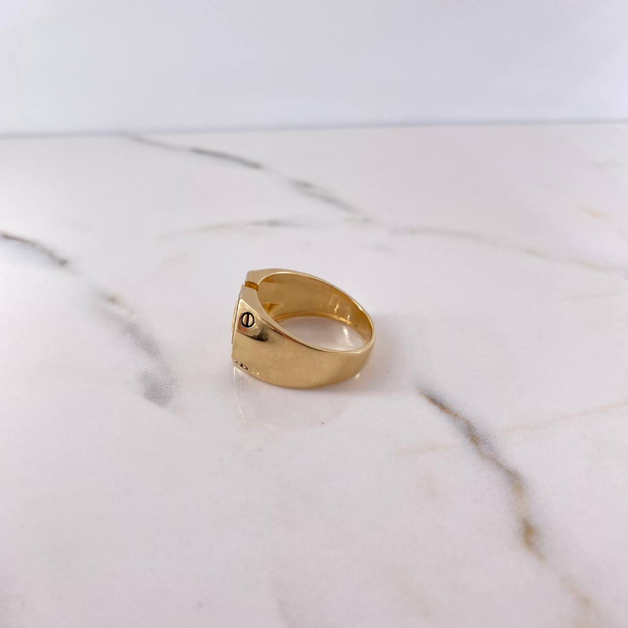 Octagonal Ring 7.85gr / T10 1/2 / White Zircons Two-tone Yellow and White Gold 18K $