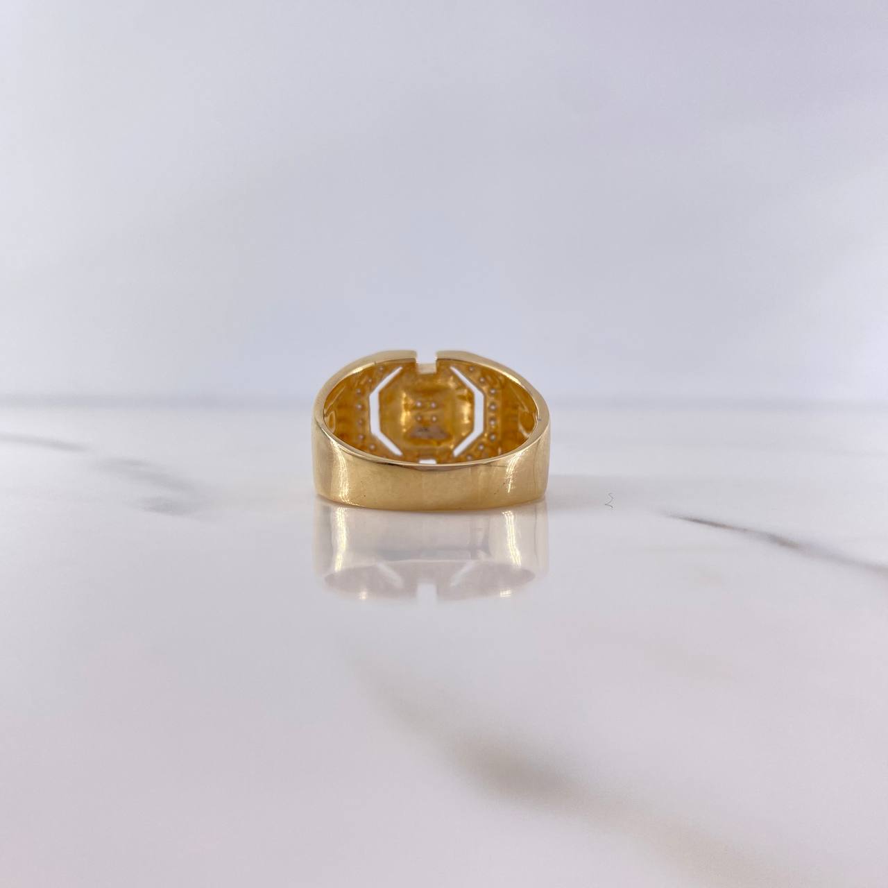 Octagonal Ring 7.85gr / T10 1/2 / White Zircons Two-tone Yellow and White Gold 18K $