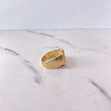 Octagonal Ring 7.85gr / T10 1/2 / White Zircons Two-tone Yellow and White Gold 18K $