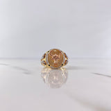 Buffalo Skull Ring 10.45gr / Size 9 3/4 / Black and White Zircon Arms Three 18K Golds &