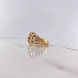 Buffalo Skull Ring 10.45gr / Size 9 3/4 / Black and White Zircon Arms Three 18K Golds &