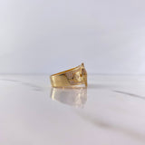 Anillo Brujula Estrella Cardinal 10.9gr / T10 / Circones Blancos Tres Oros 18K &