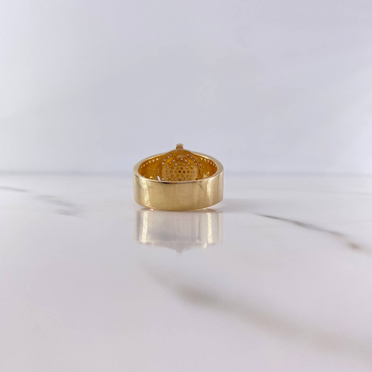 Anillo Brujula Estrella Cardinal 10.9gr / T10 / Circones Blancos Tres Oros 18K &
