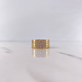 Anchor Ring 7.9gr / T10 / White Zircons Two-tone Yellow and White Gold 18K &