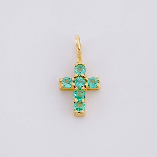 Dije Cruz Esmeraldas 12pts 0.35g / 1/2 in Oro Amarillo 18K