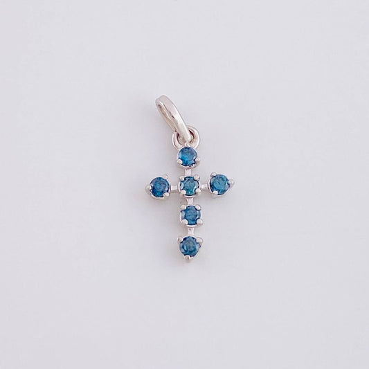 Dije Cruz Burbuja Diamantes 10pts 0.3g / 1/2 in Oro Amarillo 18K