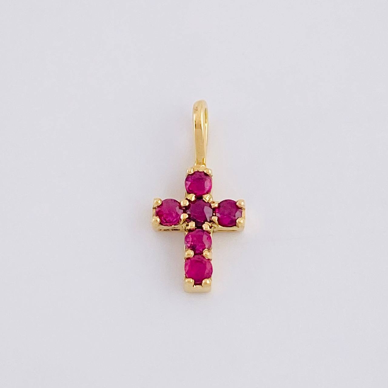 Pendant Cross Rubies 30pts 0.45g / 1/2 in Yellow Gold 18K