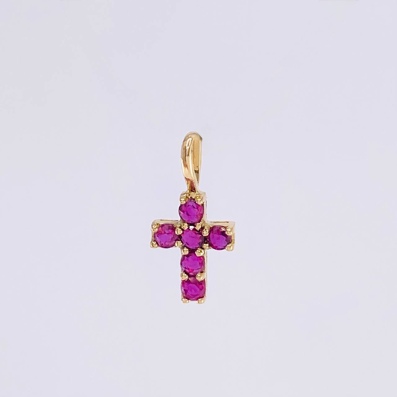 Pendant Cross Rubies 30pts 0.45g / 1/2 in Yellow Gold 18K
